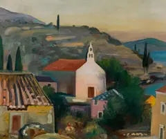 Georg Merkel, Landscape, South of France, oil on canvas on board