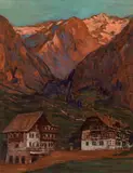 Adolf Helmberger, Near St. Gilgen, oil on cardboard