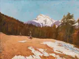 Adolf Helmberger, Mountain meadows near St. Gilgen, Abersee, 1922, oil on hardboard