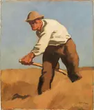 Albin Egger-Lienz, Schnitter (Mower), c. 1920/22, oil on cardboard