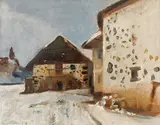 Josef Dobrowsky, Winter landscape, 1947, oil on hardboard