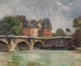 Edmund Pick-Morino, Paris, Pont Neuf, oil on cardboard