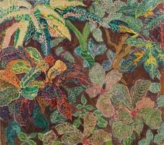 Helene Funke, Tropical plants, oil on canvas; unframed