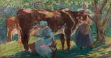 Carl Fahringer, Milking a cow