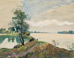 Oskar Laske, The Rhine, gouache, watercolour on paper