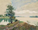 Oskar Laske, The Rhine, gouache, watercolour on paper
