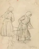 Lesser Ury, Mowers, pencil on paper (mounted on cardboard)