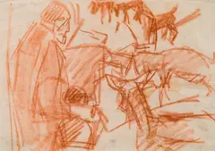 Artur Nikodem, Christmas, red chalk on paper