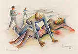 Carry Hauser, Die Erschießung, 1973, watercolour on paper, unframed