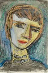 Carry Hauser, Portrait of Ingeborg Bachmann, 1958, watercolour, pastel on paper