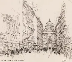 Hans Robert Pippal, The Kohlmarkt, 1976, black chalk on paper