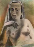 Lois Pregartbauer, Female semi-nude, pastel on paper