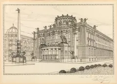 Otto Wagner, Design for the Kaiser Joseph Stadtmuseum, India ink and pencil on paper