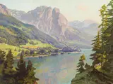 Albert Meindl, Grundlsee and Backenstein, oil on loose linen; unframed