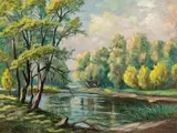 Carl Kaiser-Herbst, Pond landscape, oil on cardboard