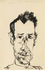 Self-portrait by Edmund Kalb, charcoal on paper, sold Mar 2020