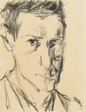 Edmund Kalb, Self-portrait, charcoal on paper