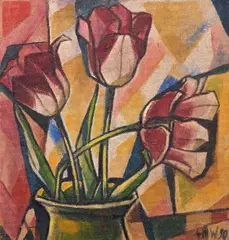 Georg Philipp Wörlen, Tulips, 1950, oil on hardboard