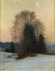 Mondaufgang by Oswald Grill, oil on canvas on cardboard, offered Mar 2020