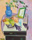 Rudolf Richly, Still life with fruit bowl, oil on canvas on hardboard