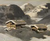 Alfons Walde, Winterlandschaft gegen die Hohe Salve, oil on paper on thin cardboard