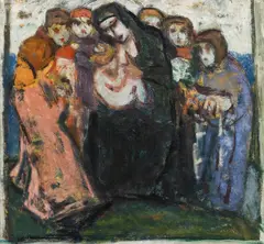 Artur Nikodem, Madonna with child, c. 1928, oil on cardboard