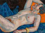 Georg Pevetz, Reclining female nude, 1954, oil on hardboard