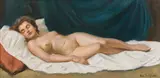 Ivo Saliger, Reclining female nude, oil on canvas
