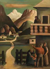 Robert Aigner, Mountain farm, 1937, oil on panel