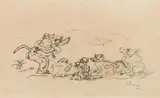 Monkeys by Ludwig Heinrich Jungnickel, pencil on paper, sold Mar 2020