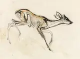 Deer by Ludwig Heinrich Jungnickel, black chalk, watercolour on paper, sold Mar 2020