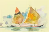 Sailing boats by Ludwig Heinrich Jungnickel, watercolour, charcoal on paper, unframed, sold Mar 2020