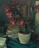 Victor Pipal, Stilleben mit Phyllokaktus, oil on canvas