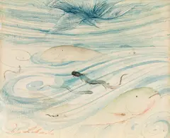 Untitled (water world) by Anton Lehmden, watercolour on paper; unframed, sold Mar 2020