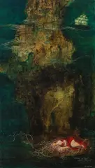 Figure in a landscape by Christoph Donin, oil on hardboard; framed, sold Mar 2020