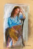 Georg Eisler, Lady, sitting, 1970, pastel on paper; unframed
