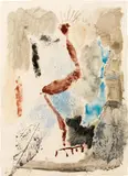 Max Weiler, Untitled (Leaves and figure), 1951, egg tempera, pencil on paper; framed