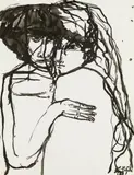 Lotte Profohs, Untitled (from the cycle: migrants of time), 1989, India ink on paper; unframed