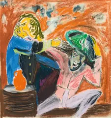 Alfred Klinkan, Fight, 1985, pastel on paper