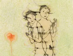 Anna Stangl, I see you, 1999, mixed media on paper; framed