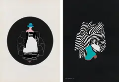 Ernst Zdrahal, Mixed lot of 2 pieces, 1974, mixed media, collage on paper; unframed