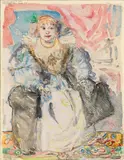 Peter Sengl, Rubens'sche Frau (M.F.) mit Stampf-Stumpfhänden, 1978, mixed media on paper; unframed