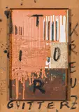 Peter Weibel, Trio, 1979, mixed media, collage, sheet metal on plate; unframed