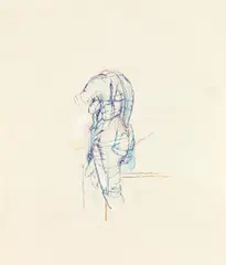 Bruno Gironcoli, Nude sketch, mixed media on paper; unframed