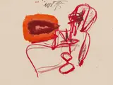 Jürgen Messensee, Head of a woman, 1995, mixed media on paper; framed