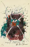 Rusty fishtank by Hans Staudacher, 1985, mixed media on paper; framed, sold Mar 2020