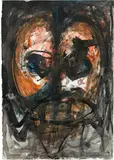 Adolf Frohner, Skull, 1988, mixed media on paper; framed