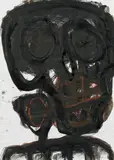 Adolf Frohner, Skull, 1988, mixed media on paper; framed