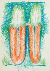 Johann Fruhmann, Untitled, 1983, mixed media on paper; framed