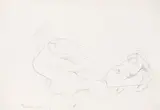 Maria Lassnig, Michelangelo and I, pencil on paper; unframed
